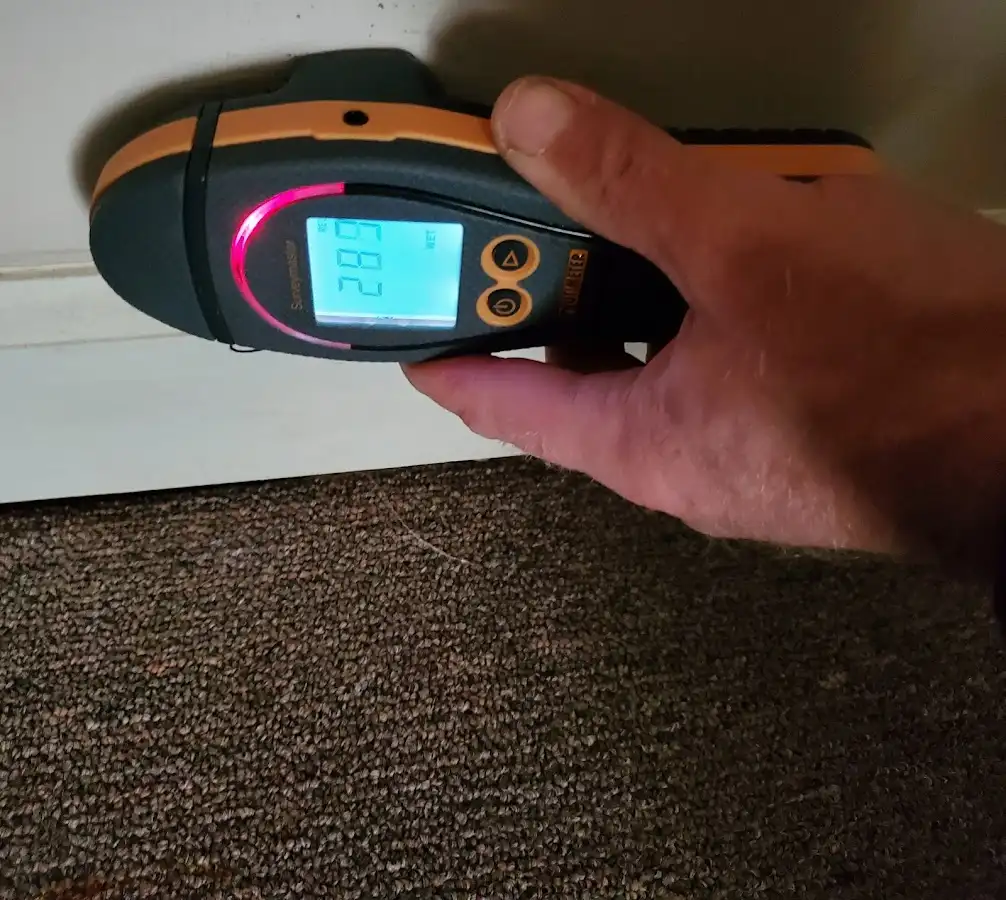 Moisture detection at baseboard during Burst Pipe Cleanup in Rhinelander