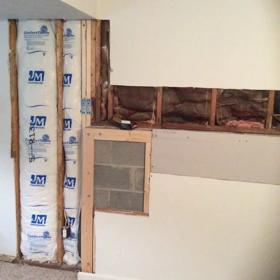 Wall insulation replacement during Basement Flood Cleanup in Rhinelander